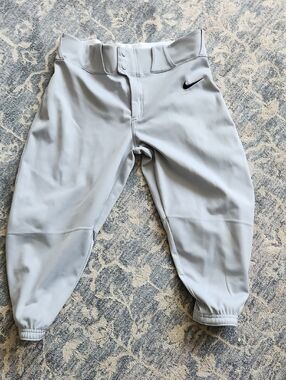 Nike Light Gray Youth Baseball Pants with White Waistband